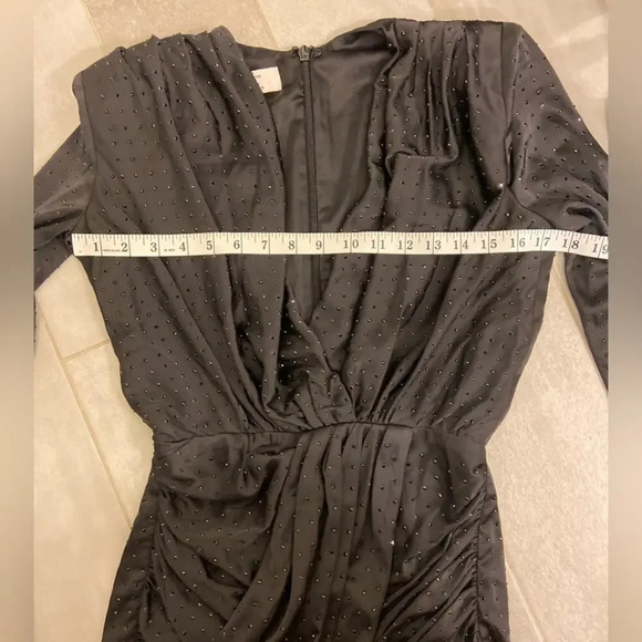 House of CB Tatja Deep V Crystal Studded Mini Dress Black Size Small - Picture 10 of 12